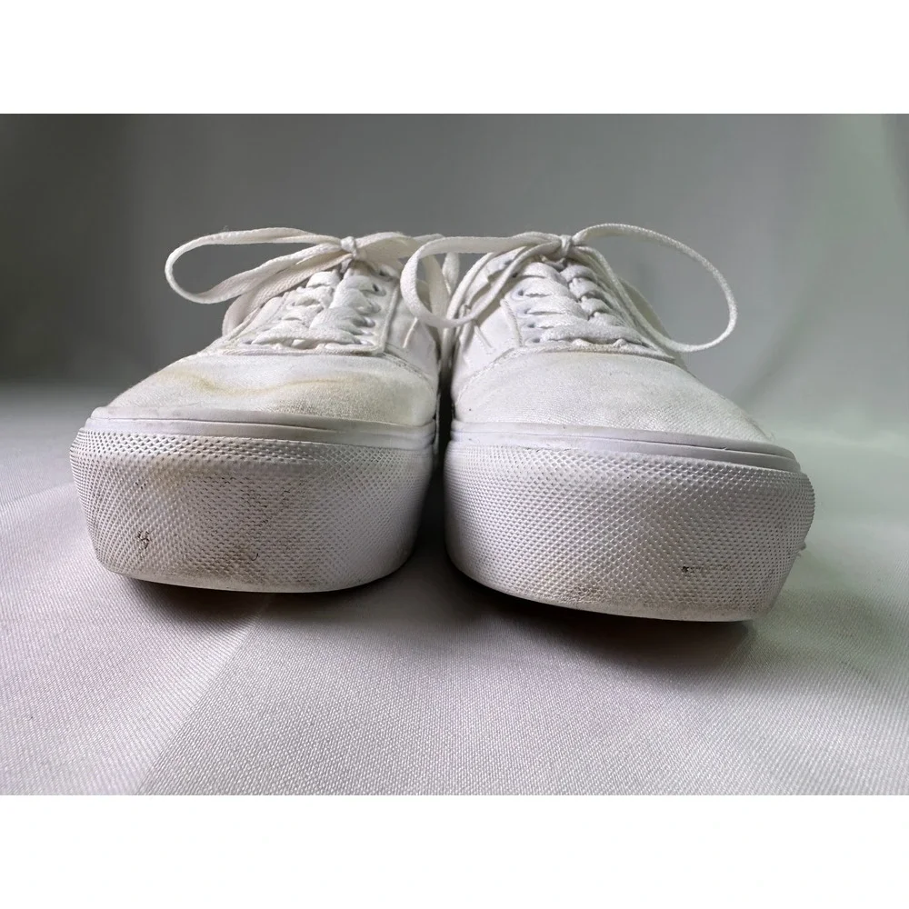 Vans Old Skool Stacked White Platform Shoes Womens Size 7 Chunky Sole Skate‎